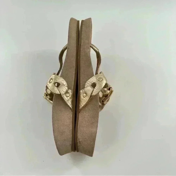 Michael Michael Kors sandals 6 gold metallic leather thong flip flop flatforms - Picture 6 of 12